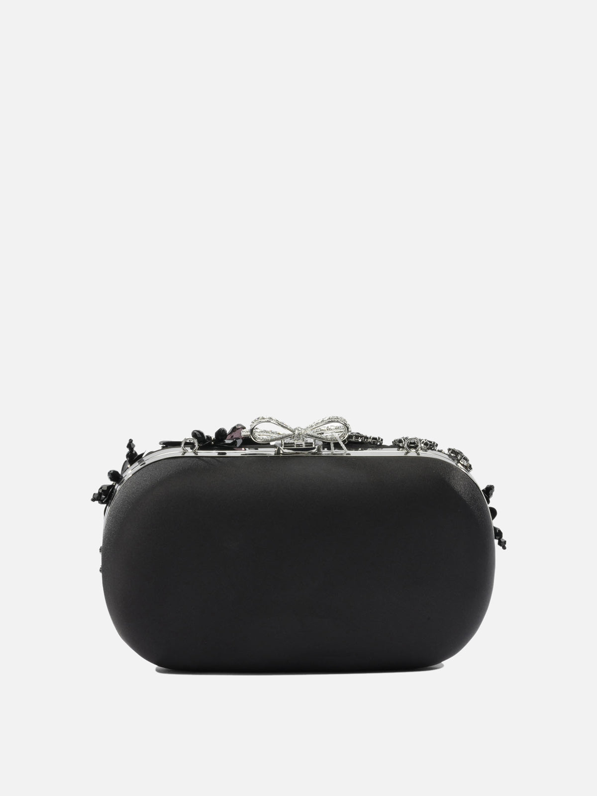 Self-portrait Satin clutch bag with crystals Black - VIETTI