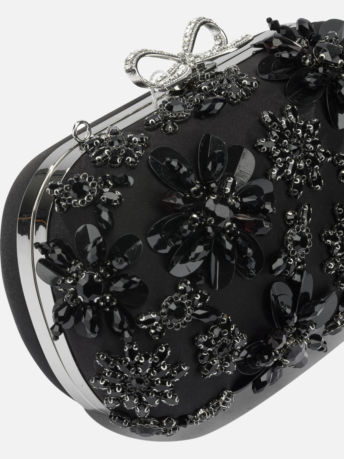 Self-portrait Satin clutch bag with crystals Black - VIETTI