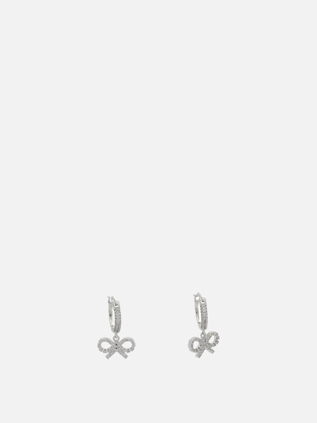 Self-portrait Hoop earrings with bow Silver
