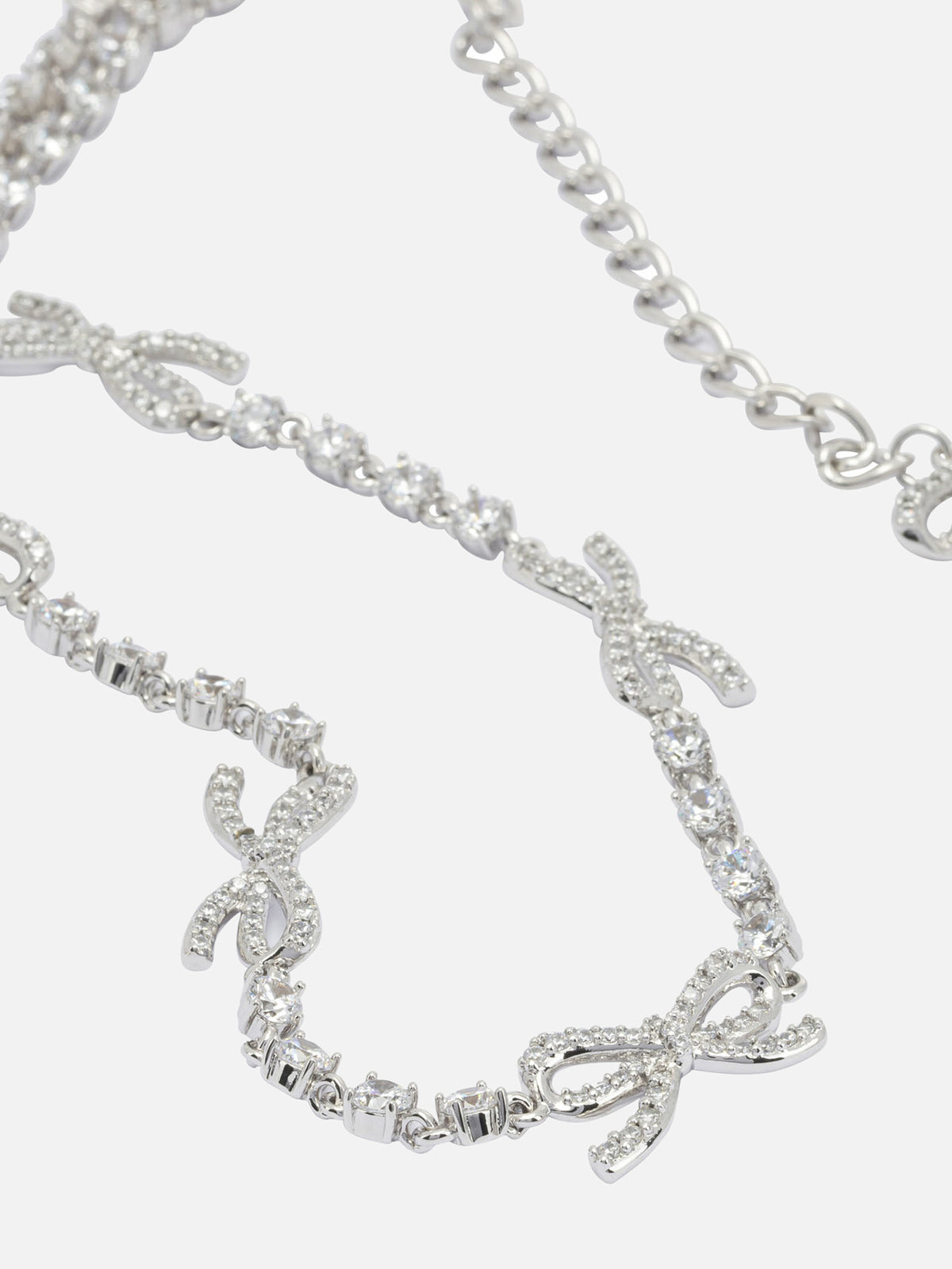 Self-portrait Necklace with bows and crystals Silver