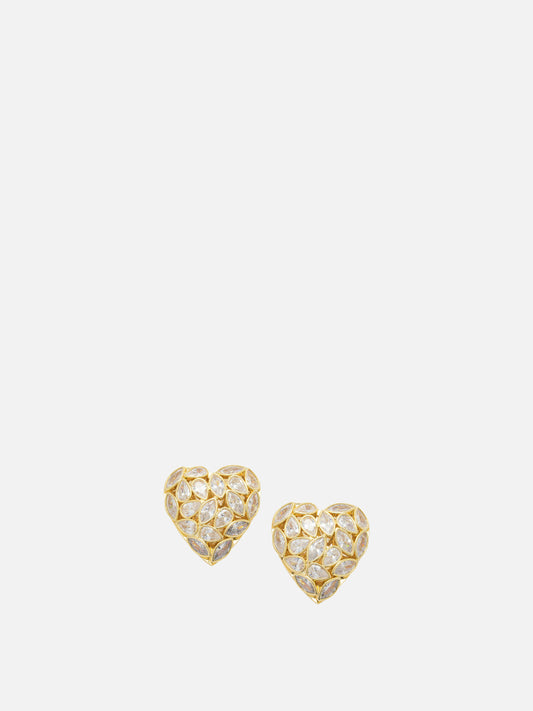 Self-portrait Decorated heart earrings Gold

