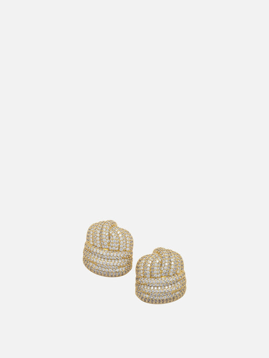 Self-portrait Crystal knot earrings Gold

