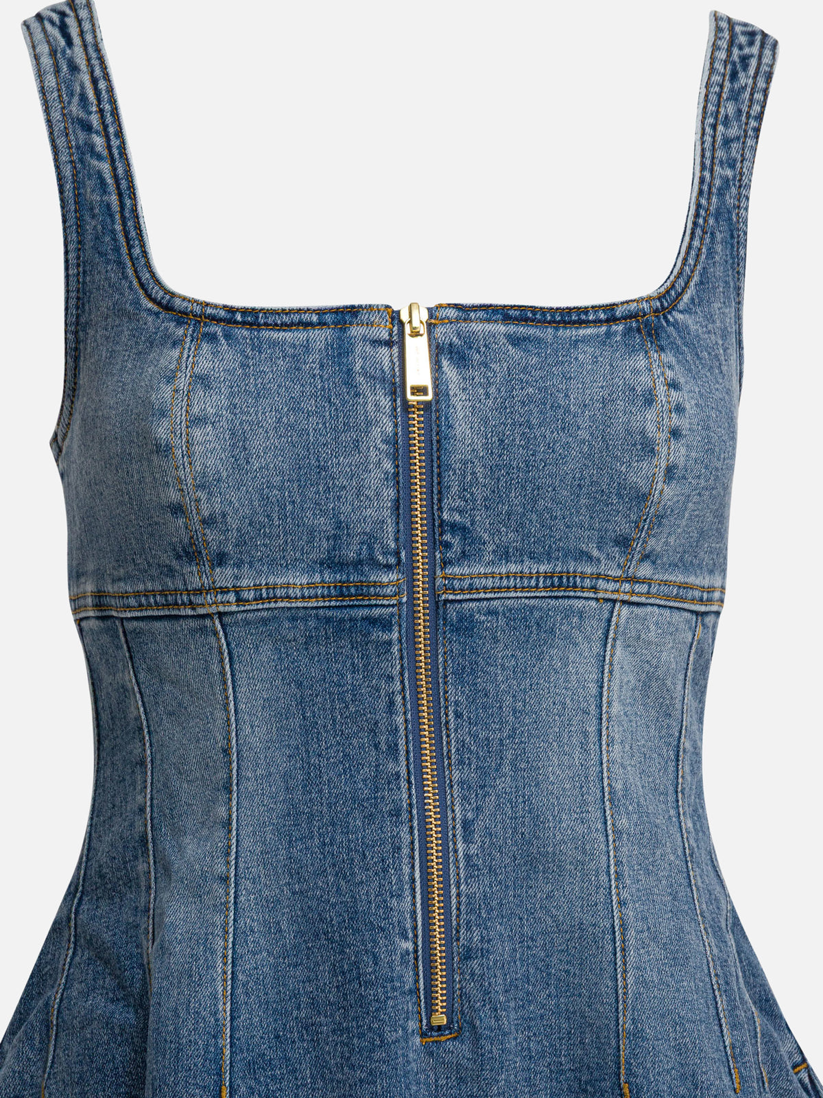 Self-portrait Denim flared dress Blue