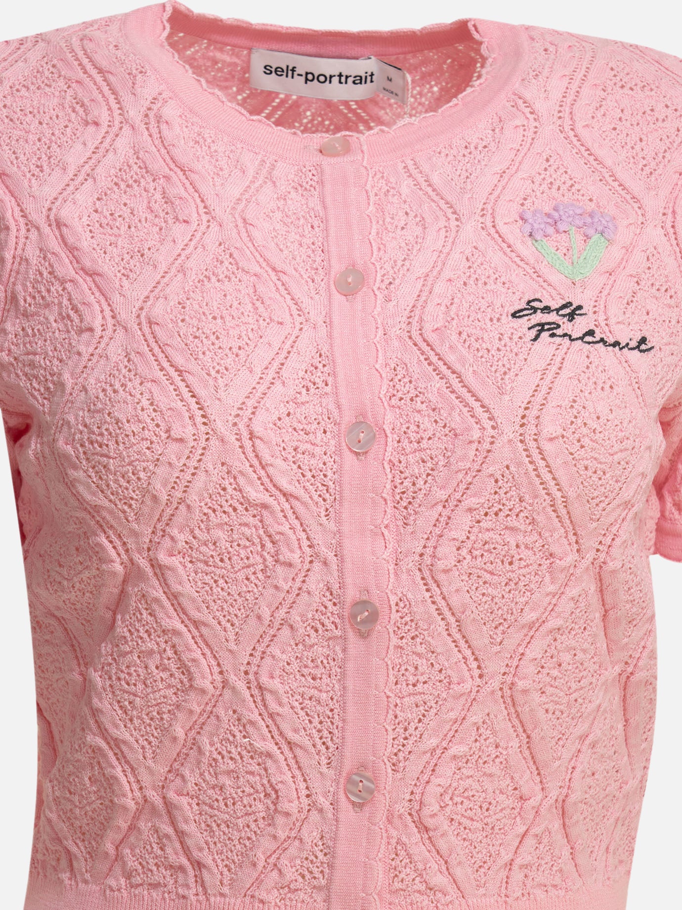 Cardigans Textured knit  Pink - Self-portrait Women | PDP | VIETTI Online Store | thumbnail_3