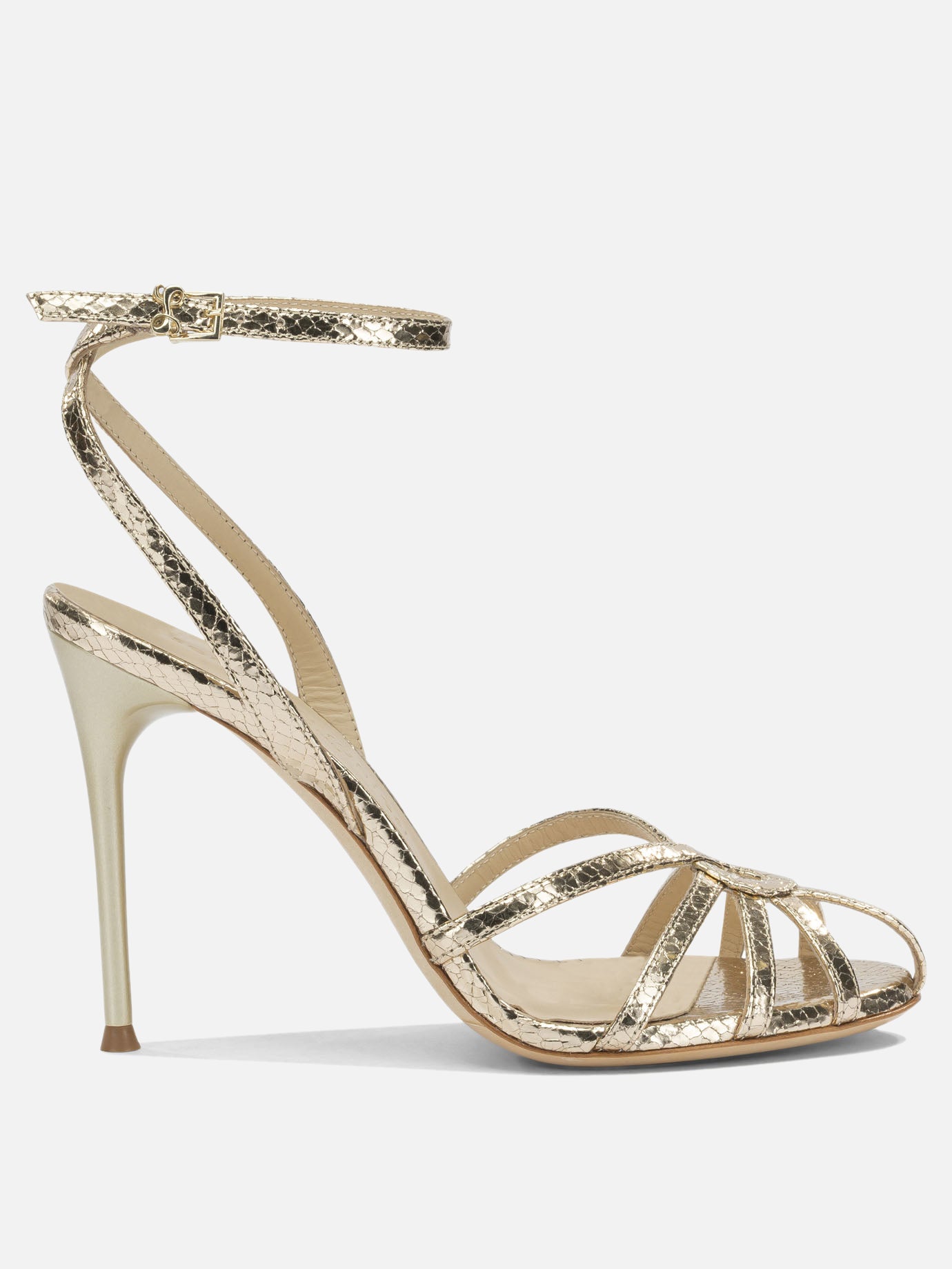 Heeled sandals 100% leather - 100% leather  Gold - Sergio Levantesi Women | PDP | VIETTI Online Store | thumbnail