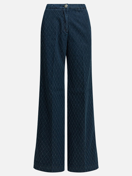 Shaft Jeans "Flare Pin Diamond" Wide Leg Jeans Blue

