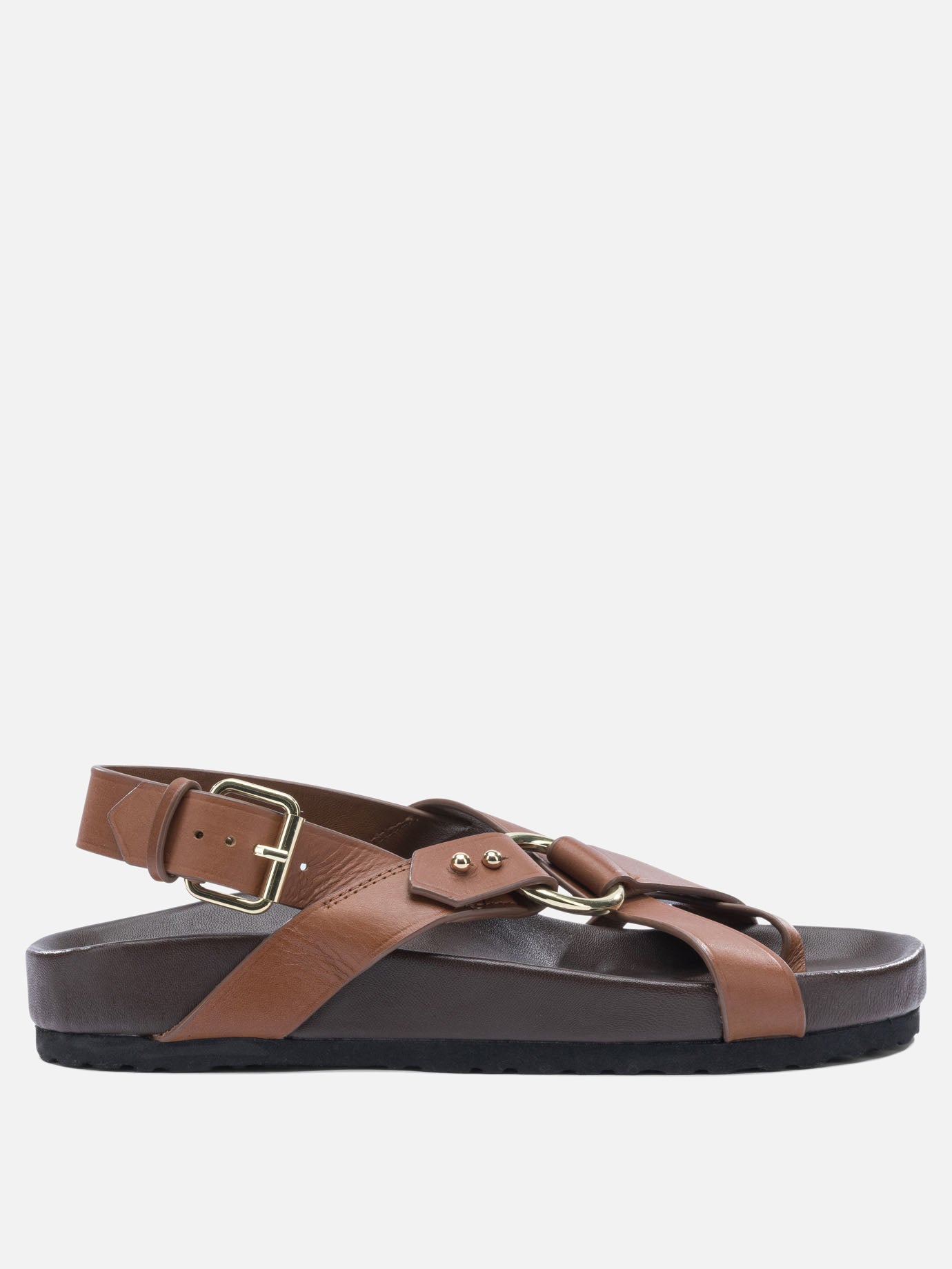 Flat sandals 100% leather - 100% rubber  Brown - Soeur Women | PDP | VIETTI Online Store | thumbnail