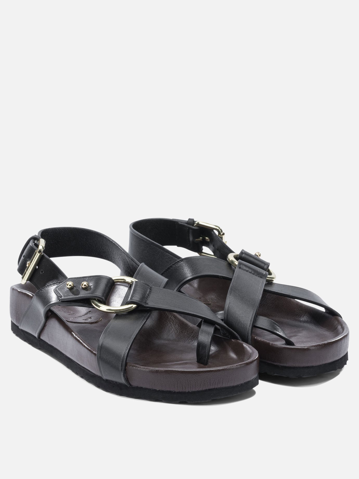Flat sandals 100% leather - 100% rubber  Black - Soeur Women | PDP | VIETTI Online Store | thumbnail_2