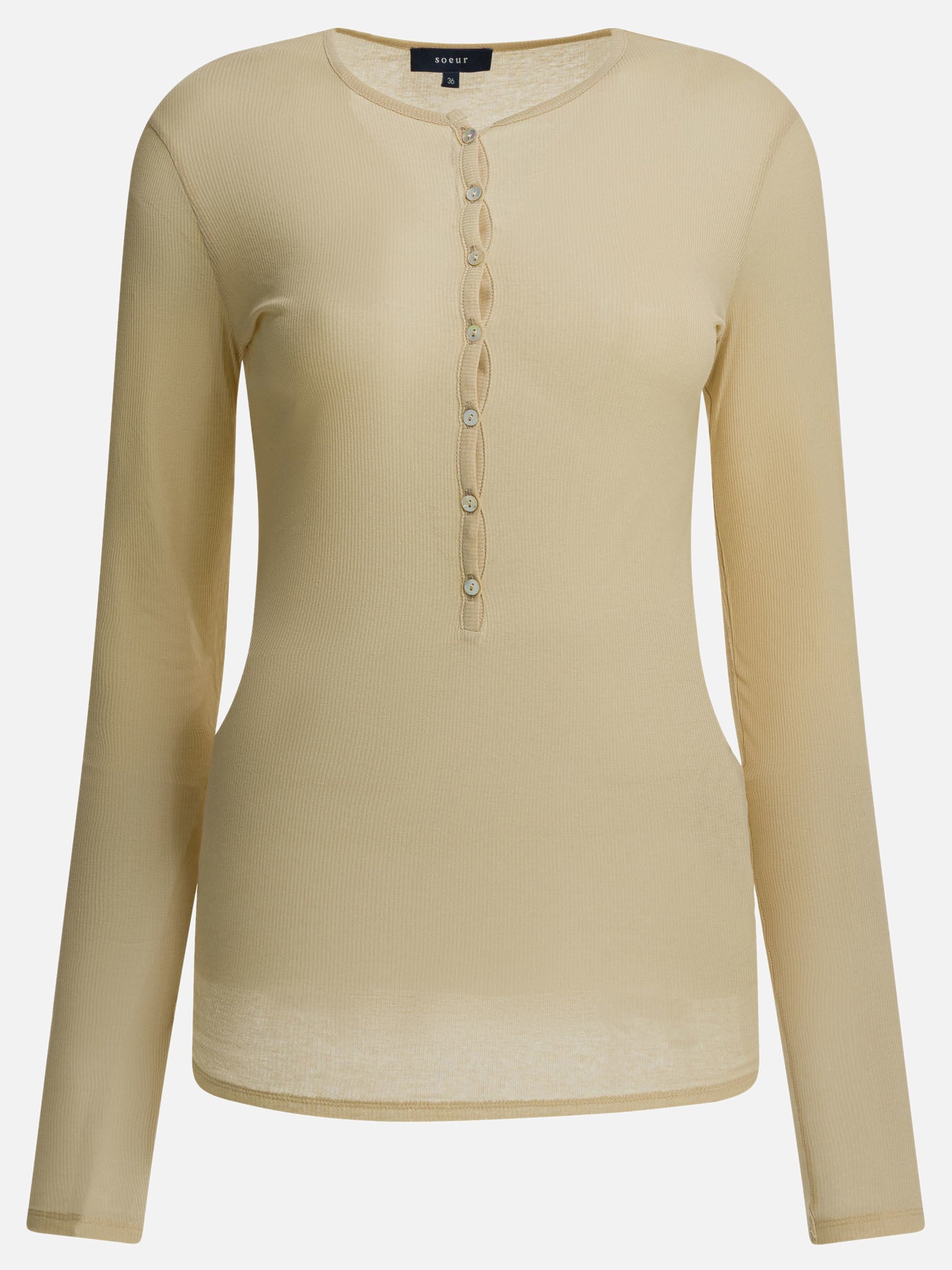 T-shirt serafino Solid colour  Beige - Soeur Donna | PDP | VIETTI Online Store | thumbnail
