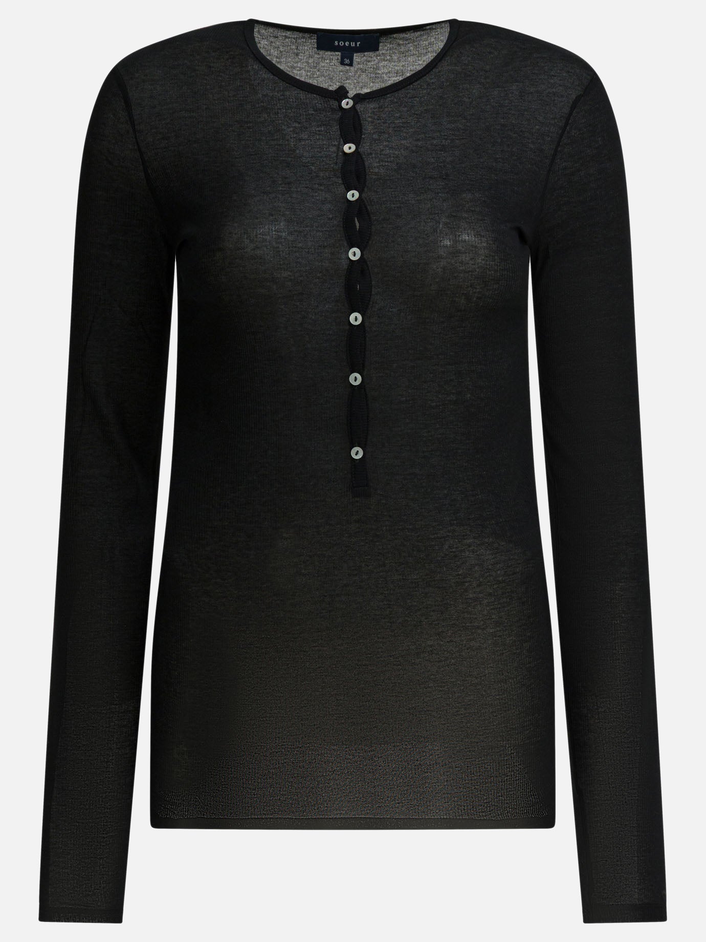 T-shirt serafino Solid colour  Nero - Soeur Donna | PDP | VIETTI Online Store | thumbnail