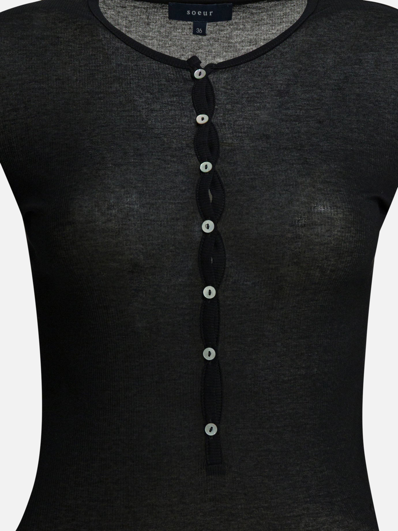 T-shirt serafino Solid colour  Nero - Soeur Donna | PDP | VIETTI Online Store | thumbnail_3