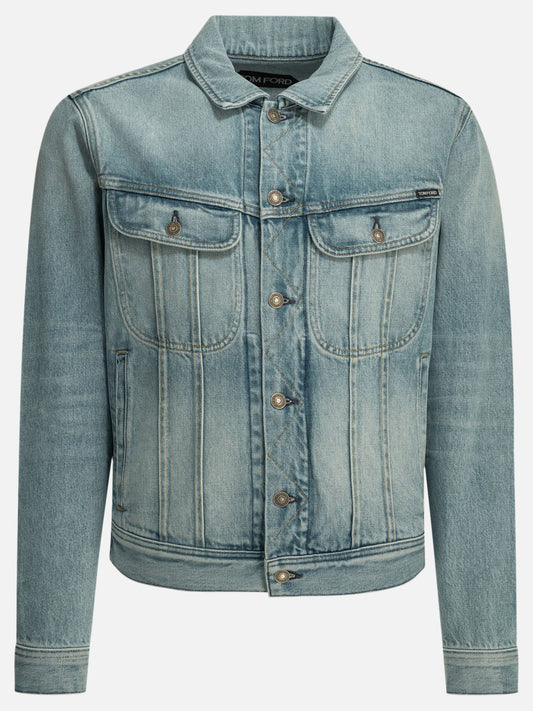 Denim jackets Solid colour  Light blue - Tom Ford Men | VIETTI Online Store 
