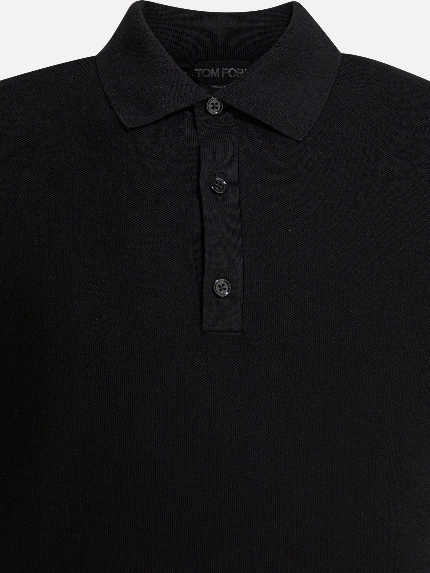 Tom Ford Silk and cotton pique polo shirt Black - Men | VIETTI