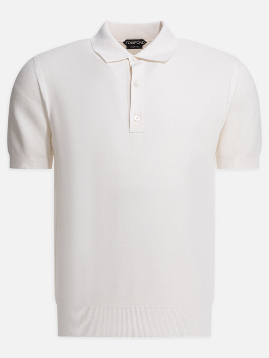 Tom Ford Silk and cotton pique polo shirt White

