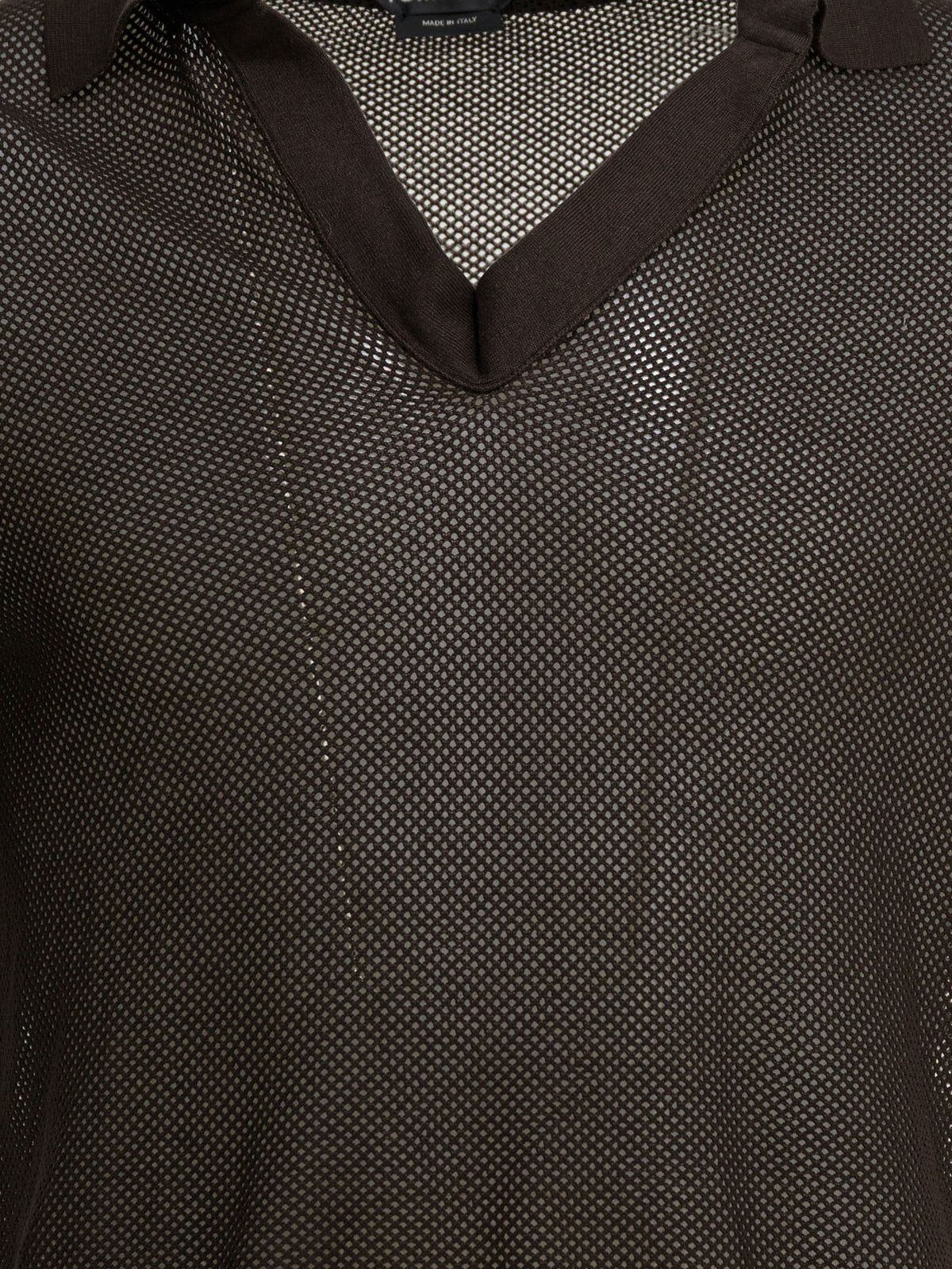 Tom Ford Polo senza bottoni in misto seta Marrone - VIETTI