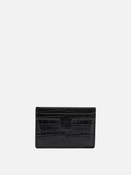 Tom Ford Crocodile effect card holder Brown - Men | VIETTI Online