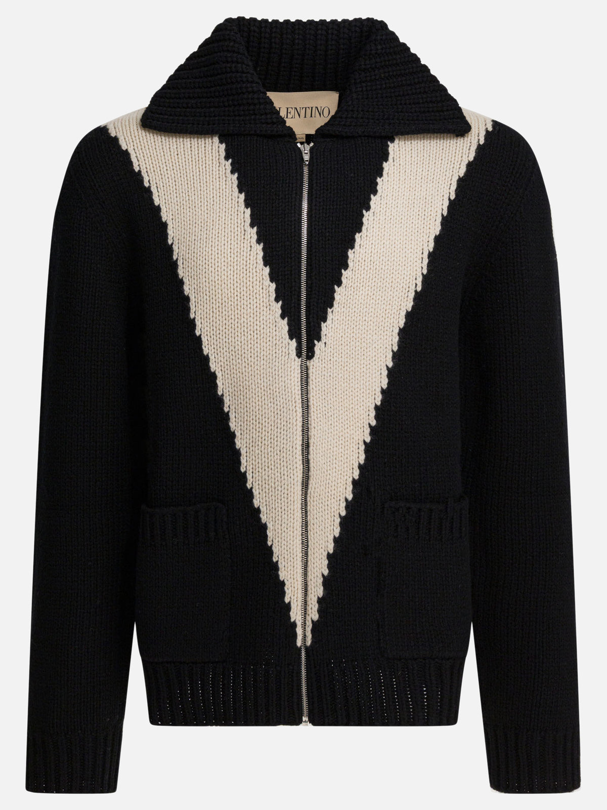 Valentino Cardigan with inlaid V Black