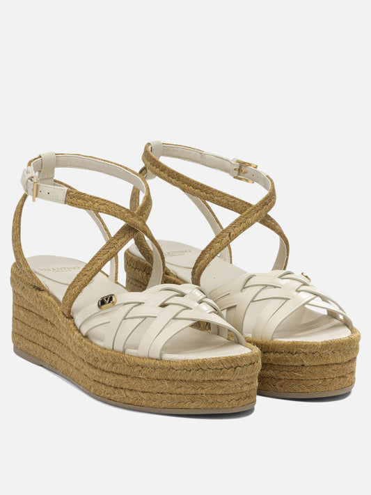 Heeled sandals 100% jute - 100% calf leather  Beige - Valentino Garavani Women | PLP | VIETTI Online Store | 2
