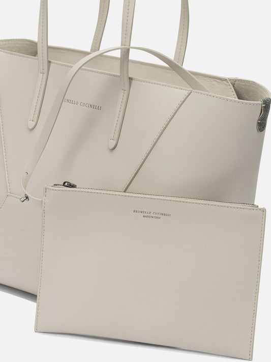 Brunello Cucinelli "BC Duo" large shoulder bag White

