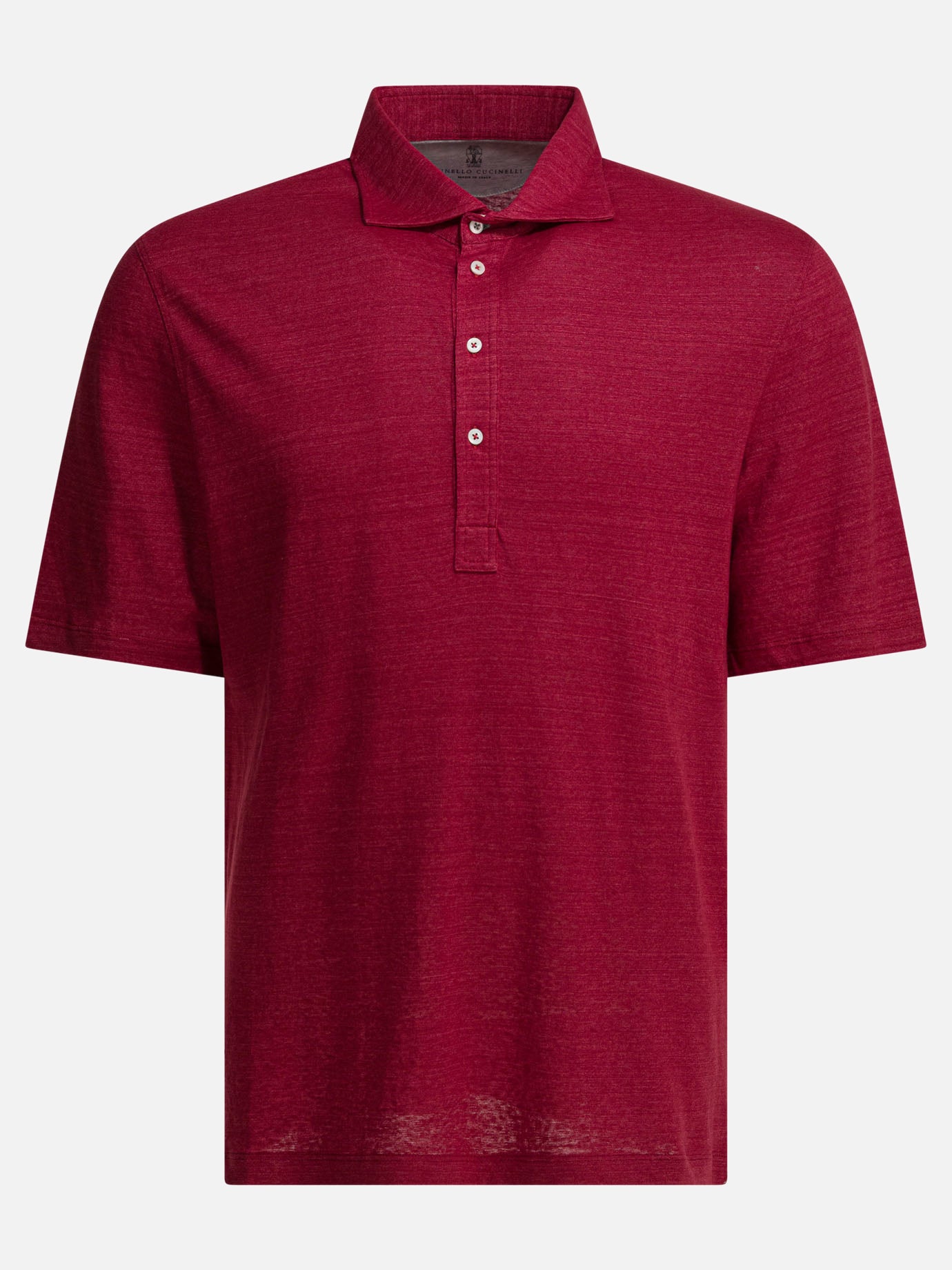 Polo con bottoni Solid colour  Rosso - Brunello Cucinelli Uomo | PDP | VIETTI Online Store | thumbnail