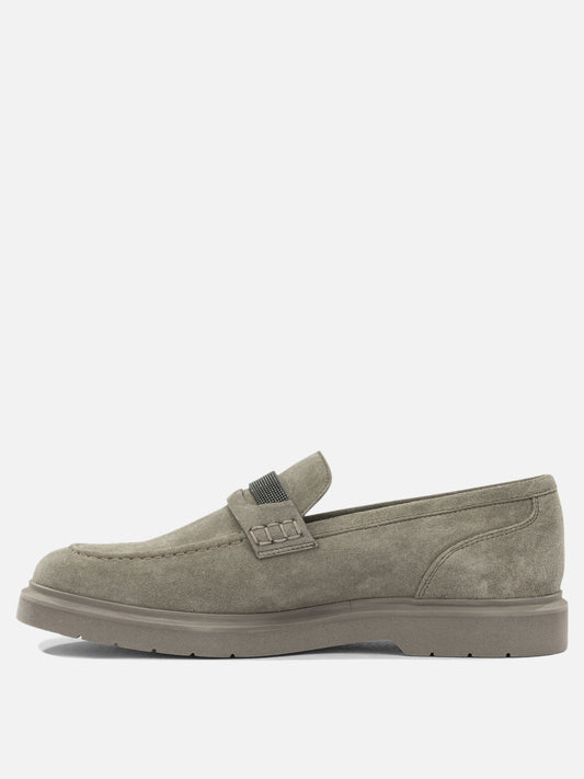 Brunello Cucinelli Suede loafers with charm Beige

