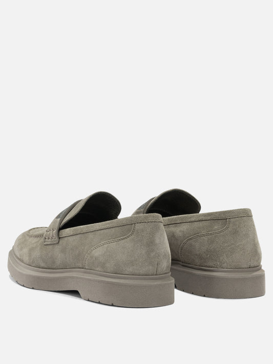 Brunello Cucinelli Suede loafers with charm Beige

