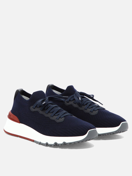 Sneaker basse 100% cotton - 100% goat leather  Blu - Brunello Cucinelli Uomo | PLP | VIETTI Online Store | 2
