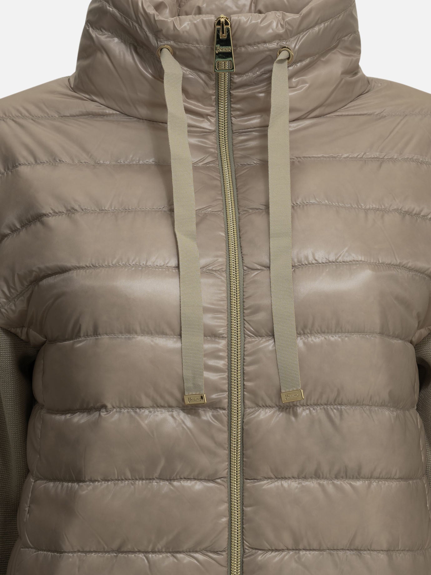 Herno Cotton and Ultra-light nylon short down jacket Beige - VIETTI
