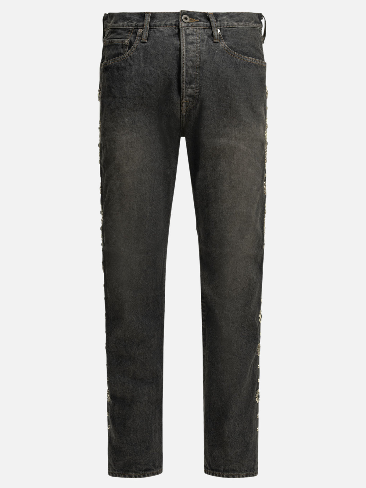 KAPITAL "5P Monkey Cisco Studs" Straight-Leg Jeans Black


