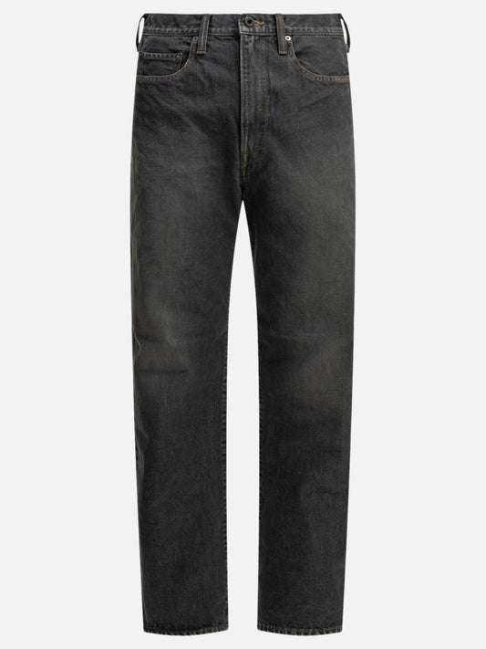 KAPITAL "BLKxBLK Denim 5P MONKEY TH" Wide-Leg Jeans Blue

