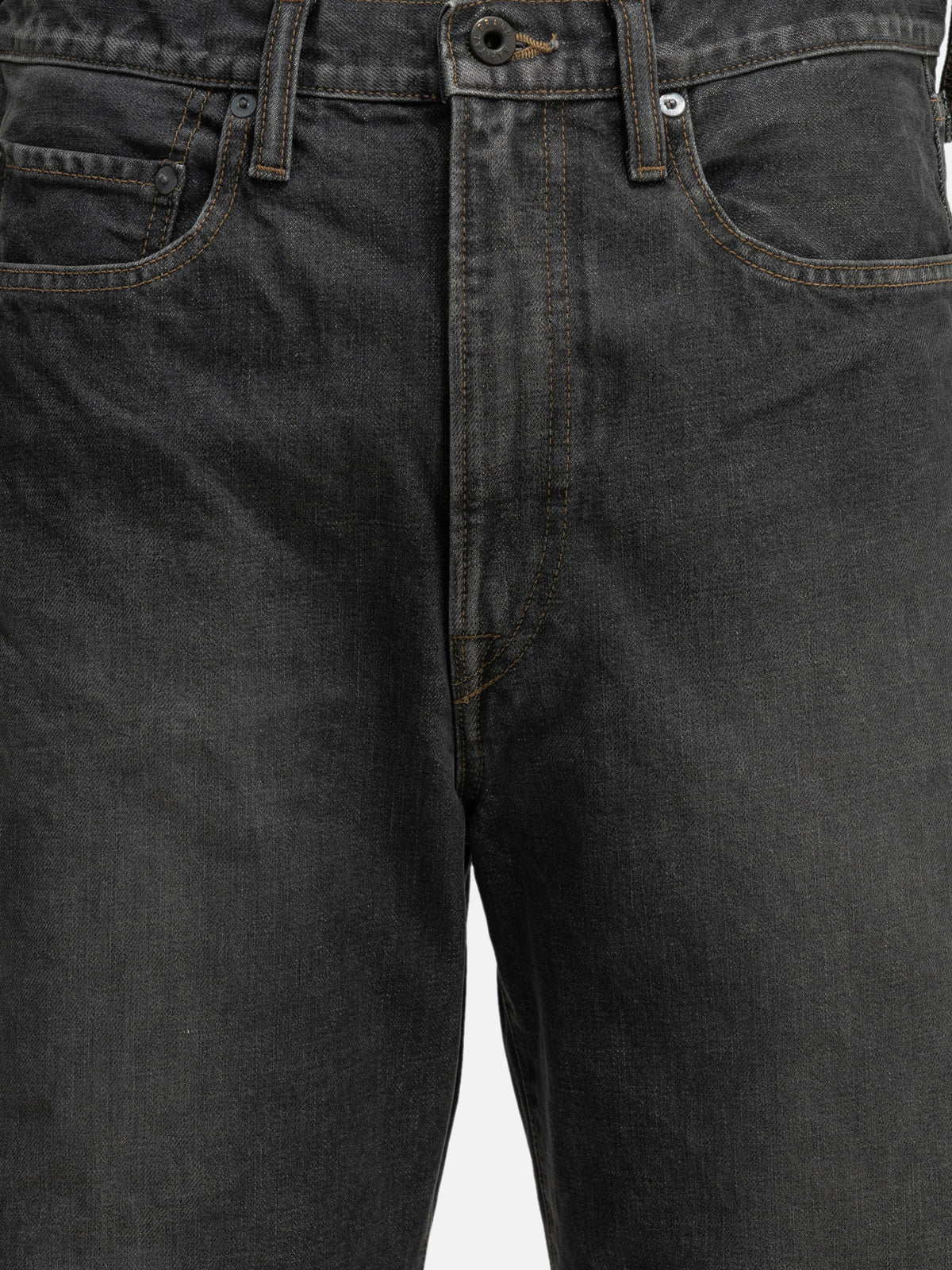 KAPITAL "BLKxBLK Denim 5P MONKEY TH" Wide-Leg Jeans Blue

