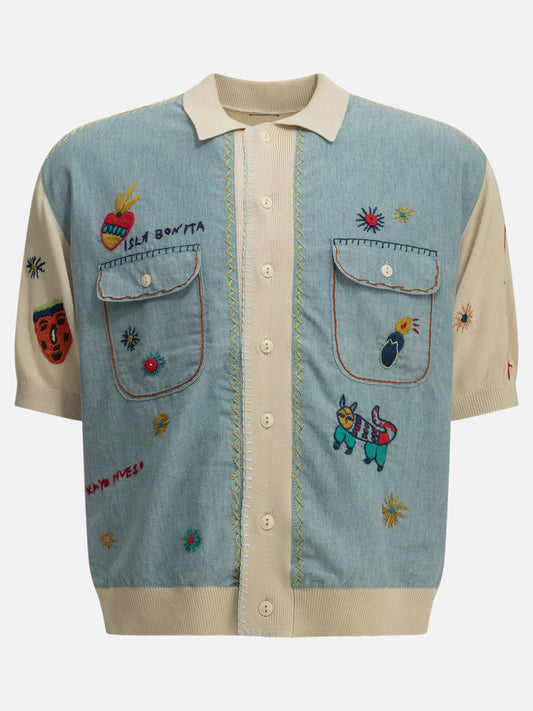 Polo shirts with buttons Textured knit  Beige - KAPITAL Men | PLP | VIETTI Online Store 

