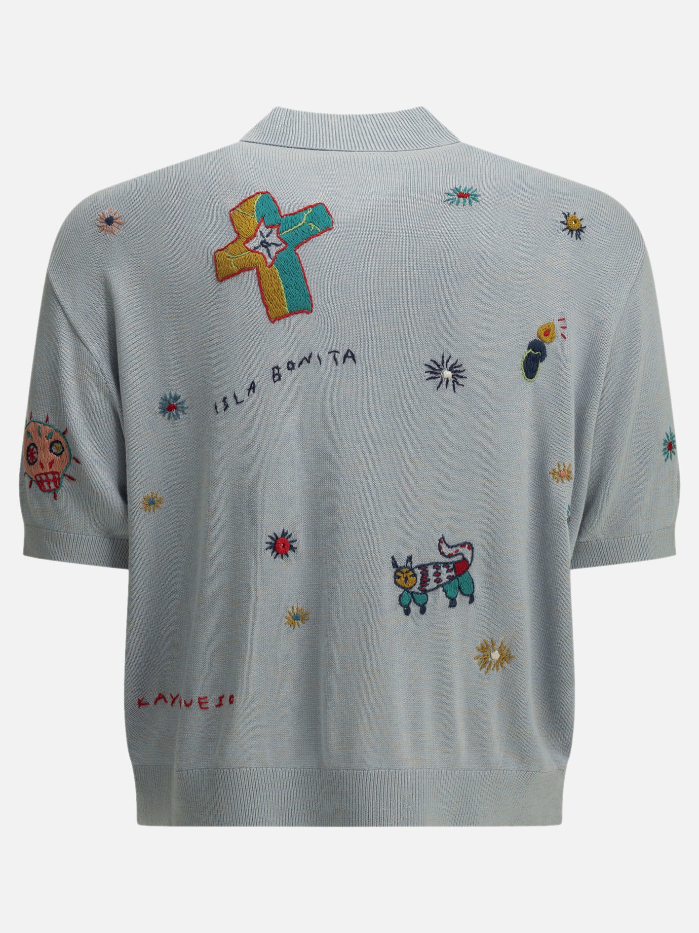Polo shirts with buttons Textured knit  Light blue - KAPITAL Men | PDP | VIETTI Online Store | Zoom-Modal_2
