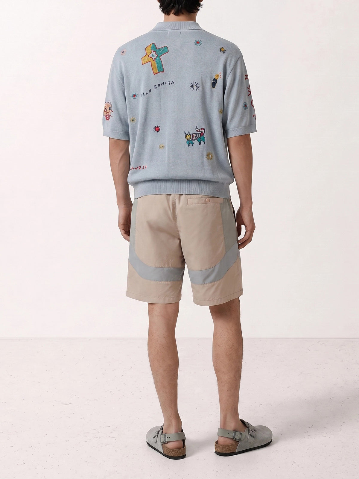 KAPITAL "Kapital Knit x Chambray Polo Shirt Isla Bonita" Casual Shirt Light blue - VIETTI