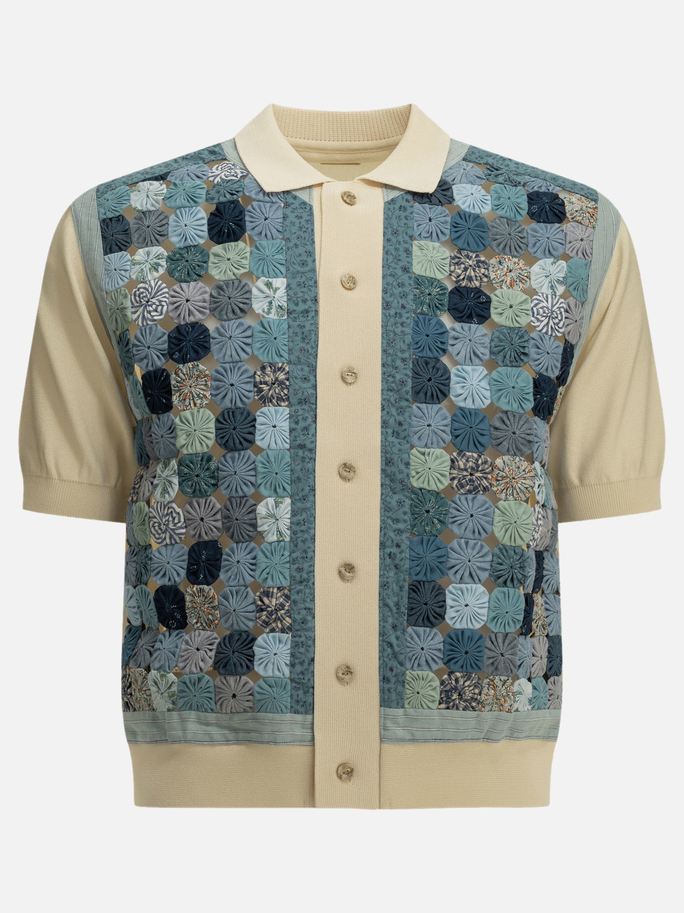 Polo con bottoni Textured knit  Blu - KAPITAL Uomo | PDP | VIETTI Online Store | thumbnail