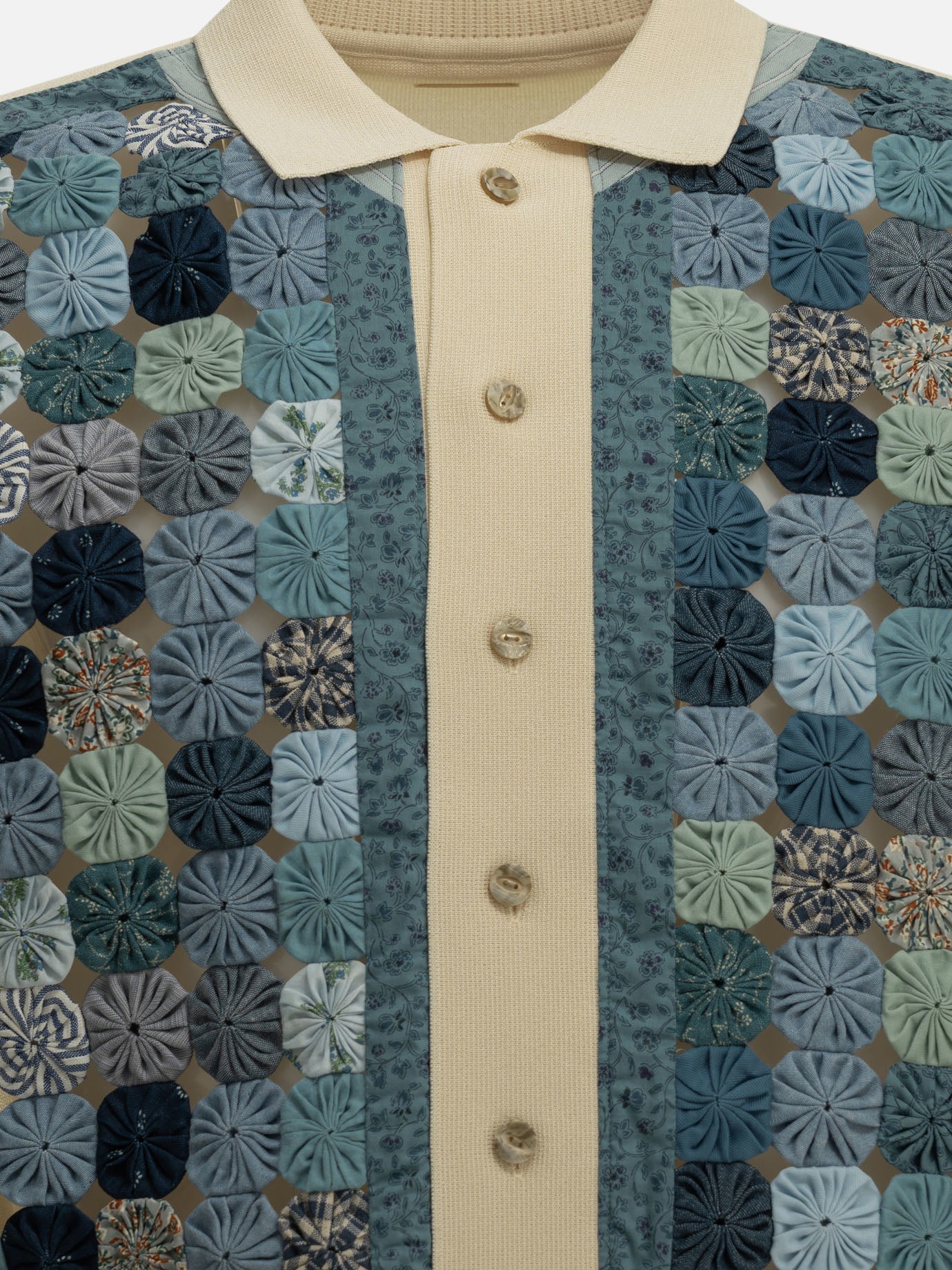Polo con bottoni Textured knit  Blu - KAPITAL Uomo | PDP | VIETTI Online Store | thumbnail_3