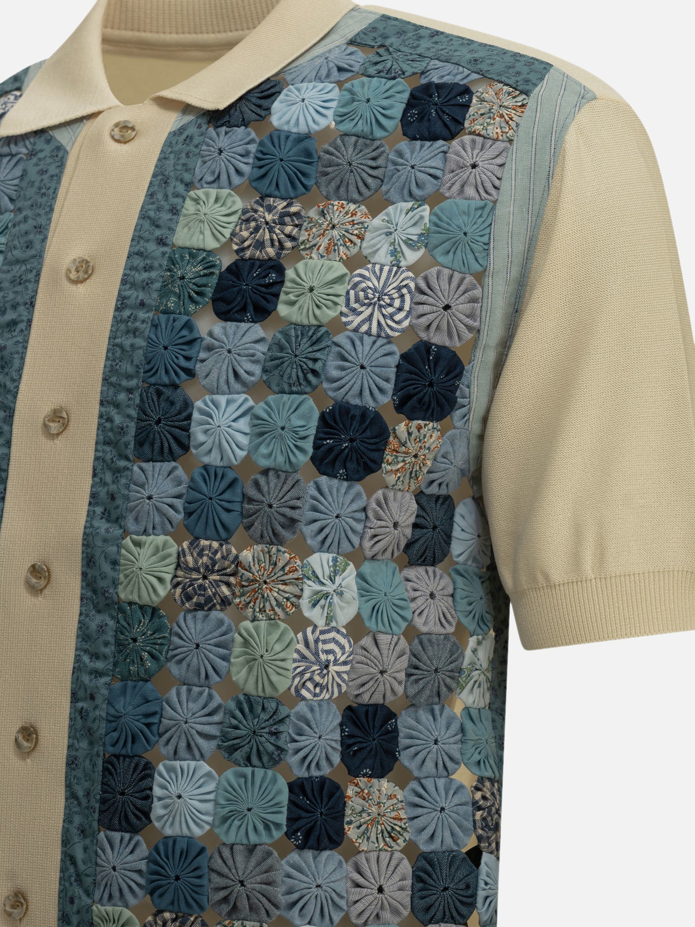 Polo con bottoni Textured knit  Blu - KAPITAL Uomo | PDP | VIETTI Online Store | Zoom-Modal_4
