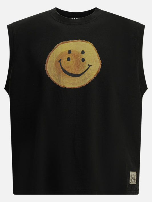 KAPITAL "Tree Trunk Rainbow" Crew-Neck T-Shirt Black

