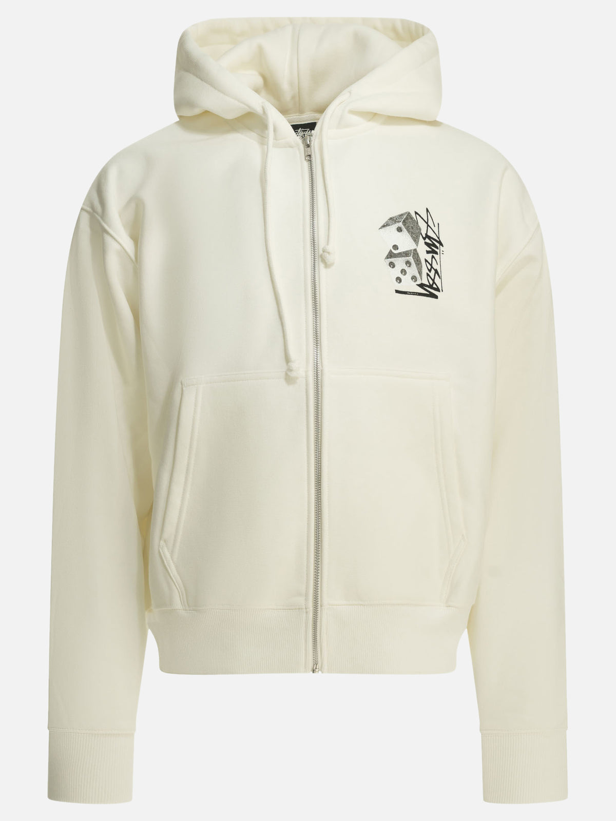 Stüssy "Dice" Zip-Up Sweatshirt White

