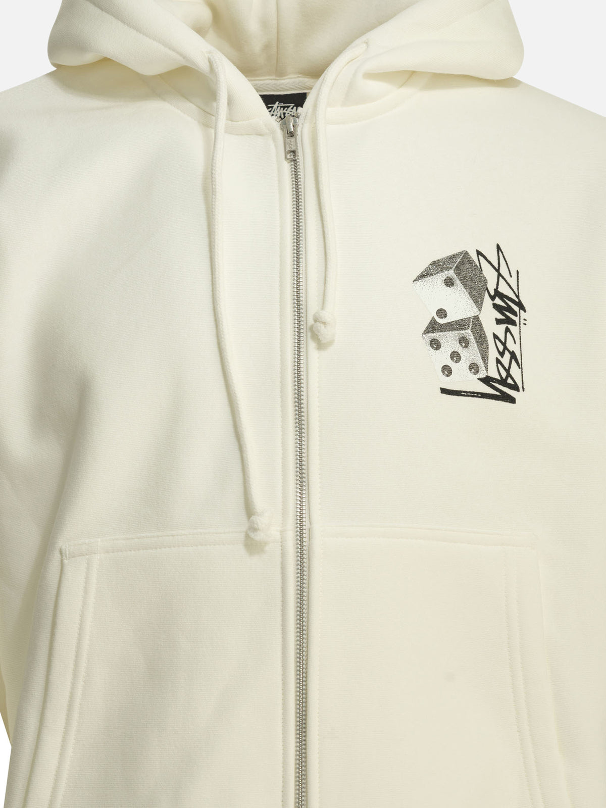Stüssy "Dice" Zip-Up Sweatshirt White - VIETTI