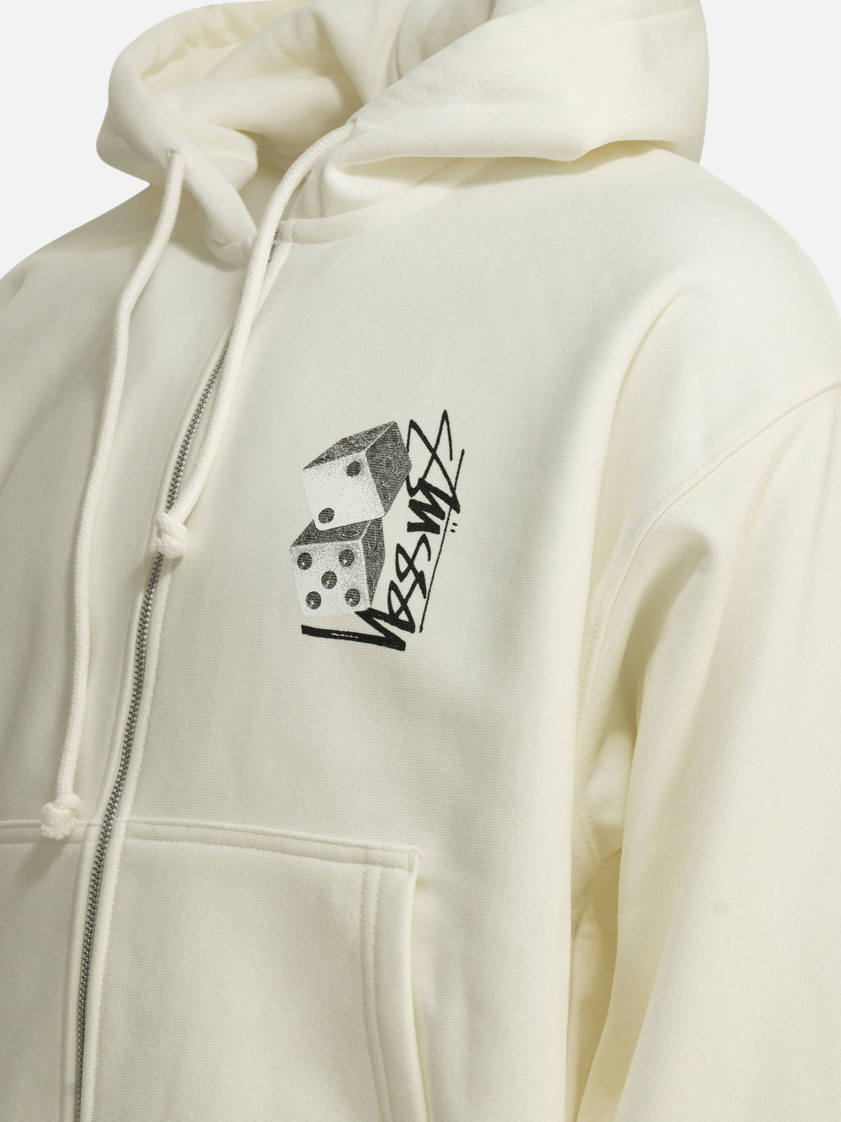 Stüssy "Dice" Zip-Up Sweatshirt White - VIETTI