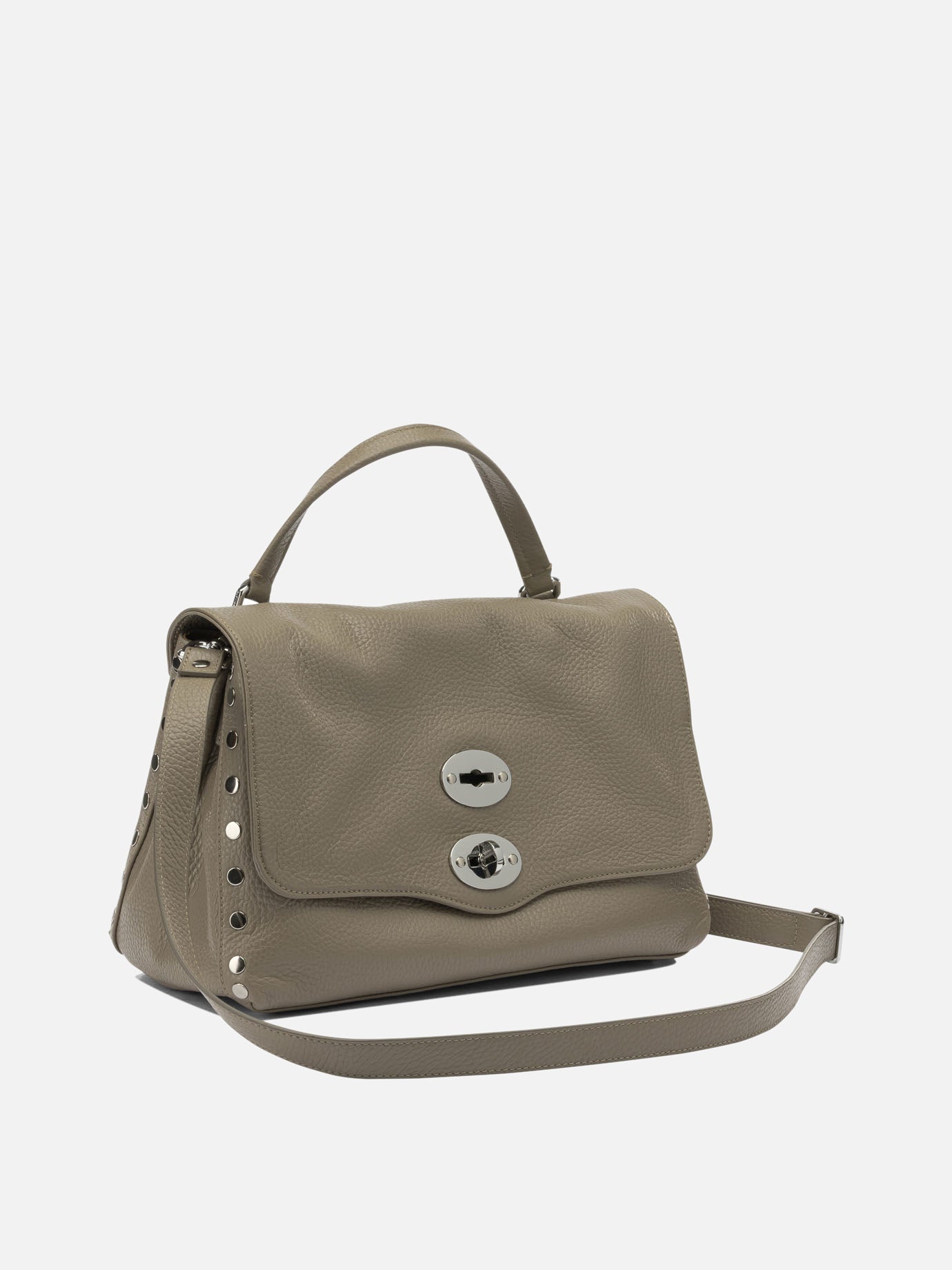 ZANELLATO　POSTINA Zanellato “Postina” Medium Bag in White Leather Silver-Tone