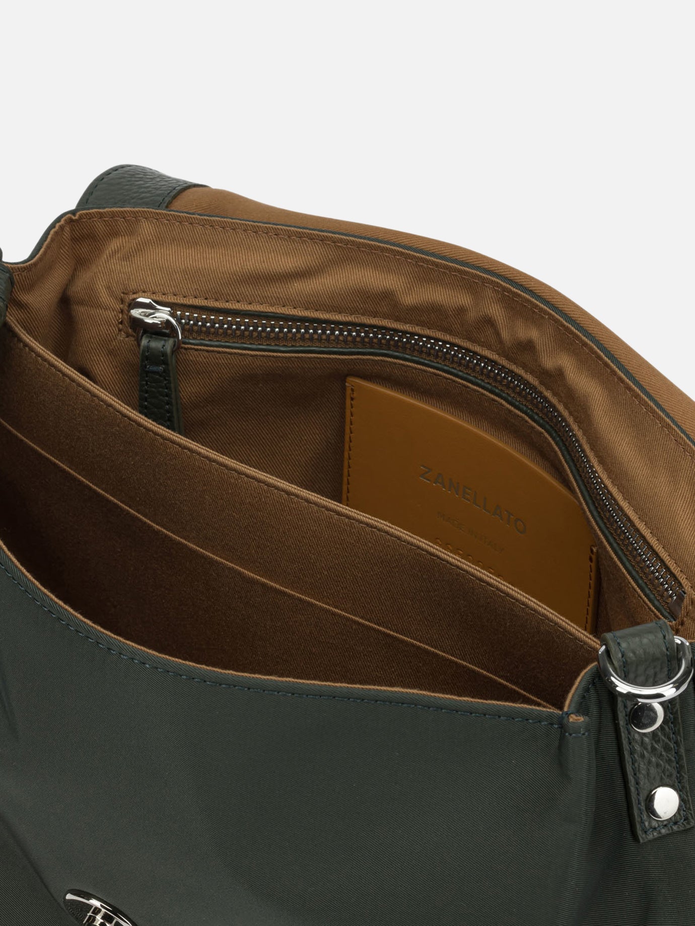 Medium bags 85% nylon 15% bovine leather - Lining: 100% cotton  Green - Zanellato Women | PDP | VIETTI Online Store | thumbnail_5