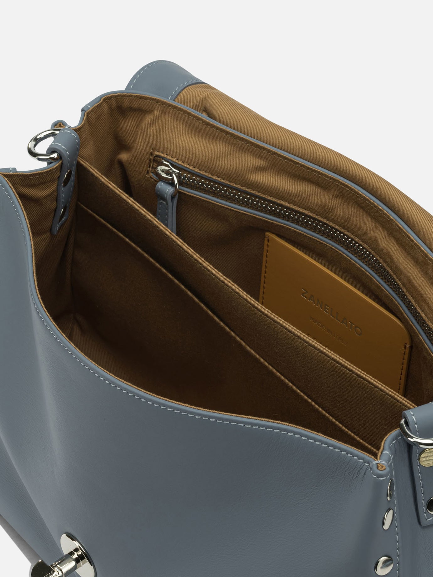 Medium bags 100% bovine leather - Lining: 100% cotton  Light blue - Zanellato Women | PDP | VIETTI Online Store | thumbnail_5