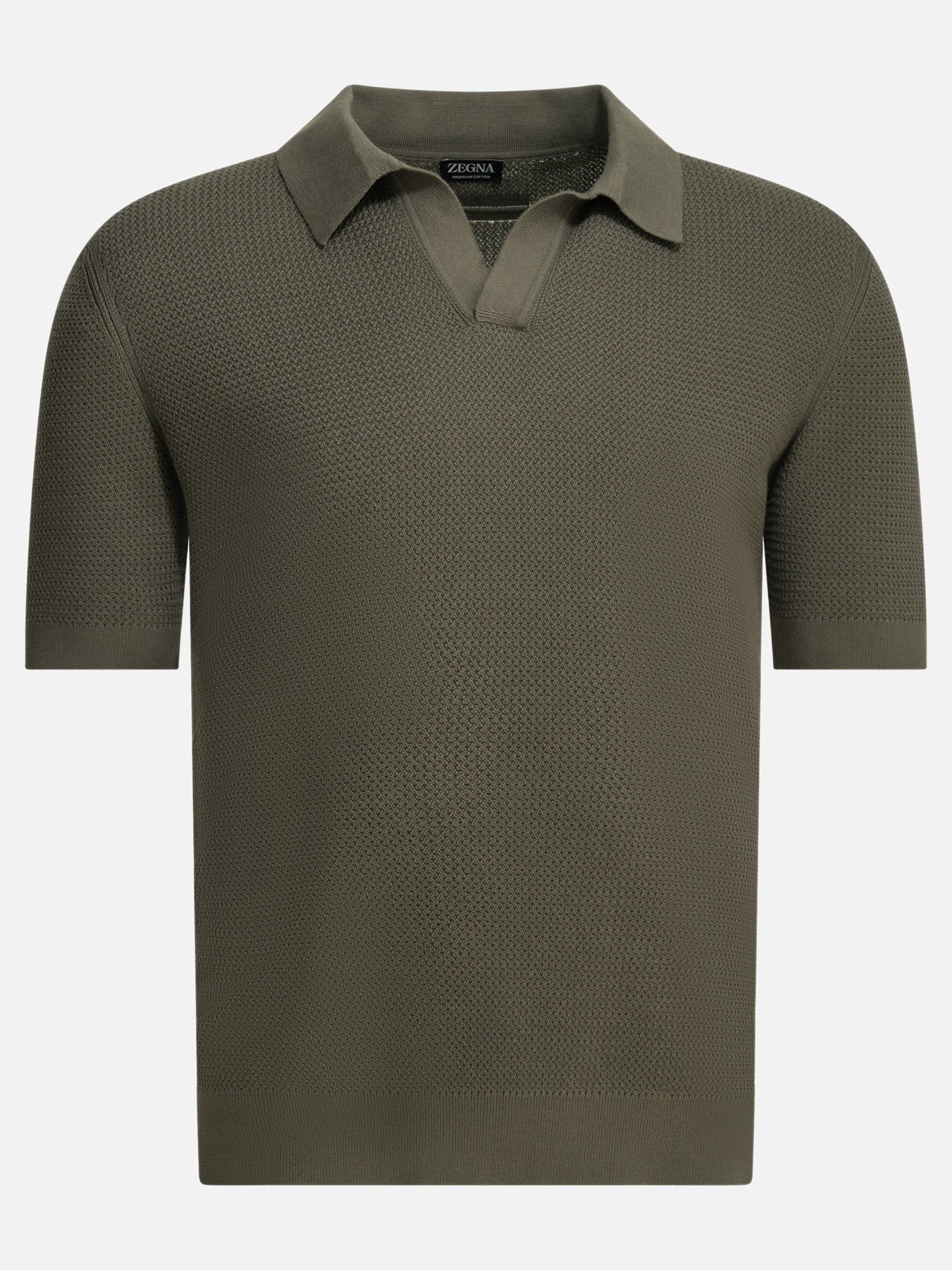 Polo shirts without buttons Textured knit  Green - Zegna Men | PDP | VIETTI Online Store | Zoom-Modal
