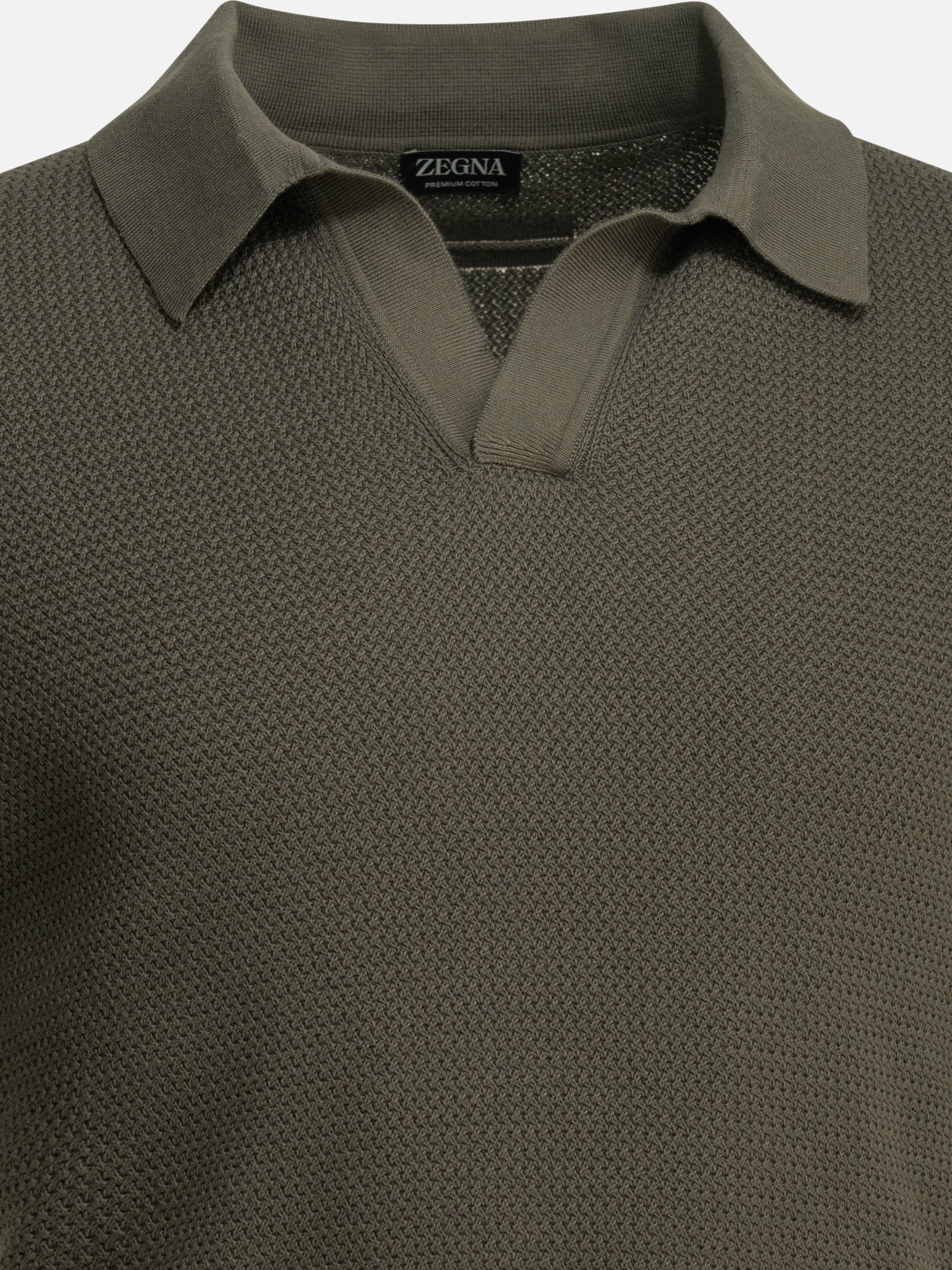 Polo shirts without buttons Textured knit  Green - Zegna Men | PDP | VIETTI Online Store | thumbnail_3