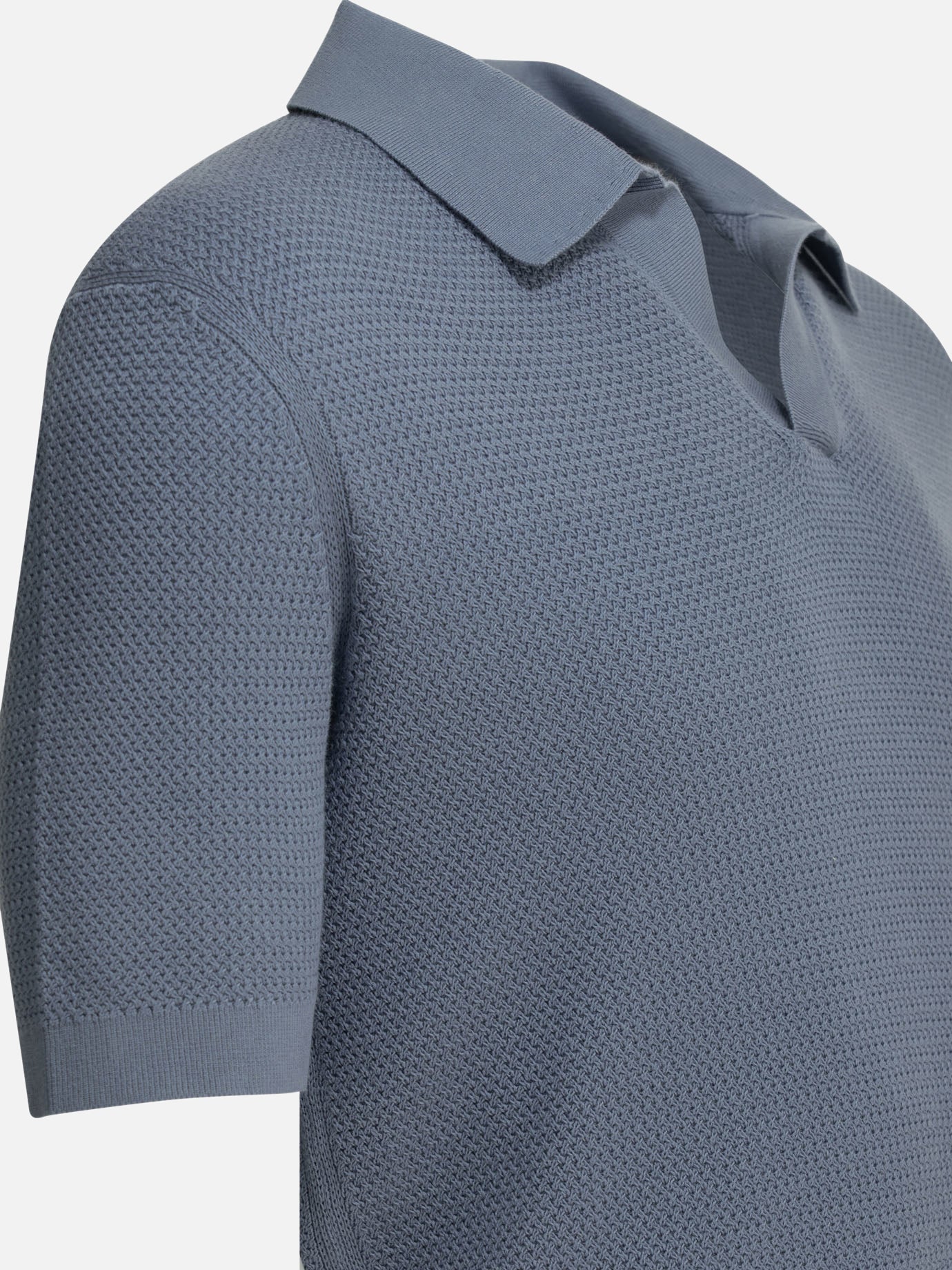 Polo senza bottoni Textured knit  Azzurro - Zegna Uomo | PDP | VIETTI Online Store | Zoom-Modal_4
