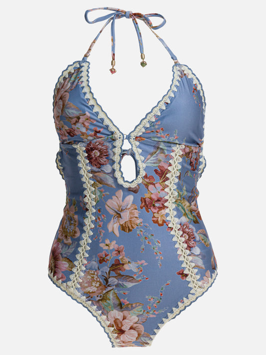 Zimmermann "Awaken Crochet Keyhole" swimsuit Light blue

