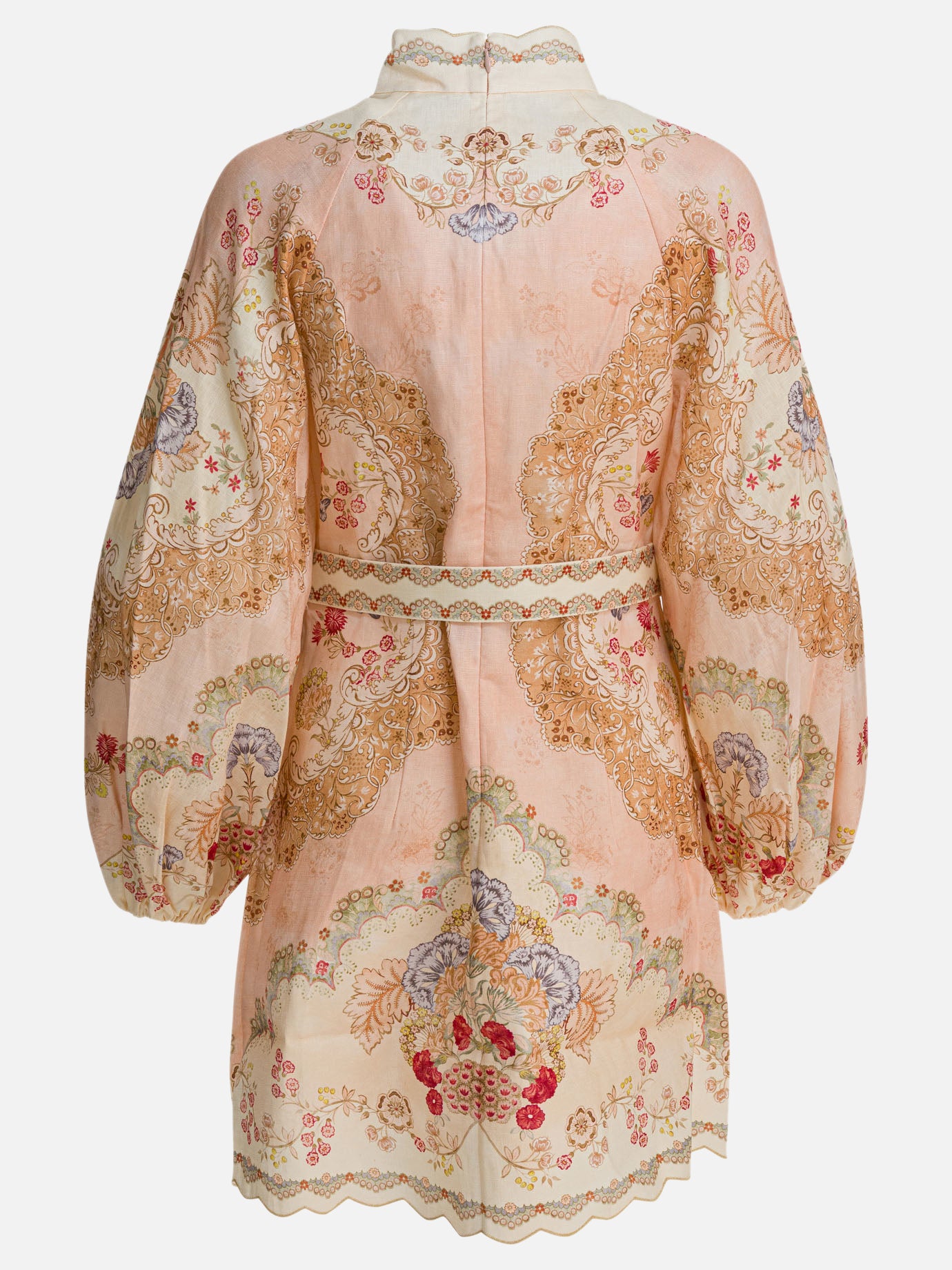 zimmermann light pink dress Zimmermann Floral Long-Sleeve Utility Mini Dress