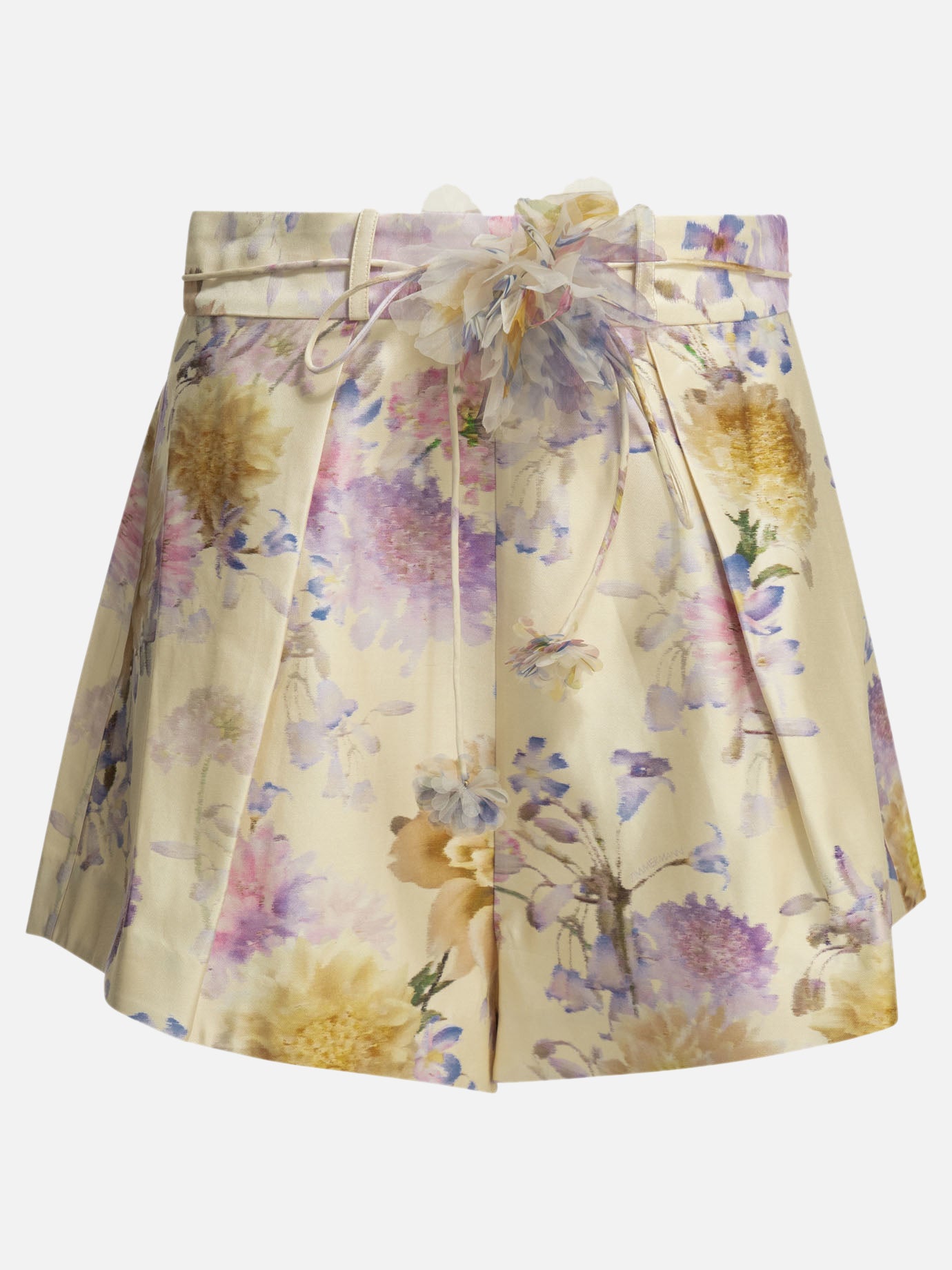 Drawstring shorts Floral  White - Zimmermann Women | PDP | VIETTI Online Store | thumbnail